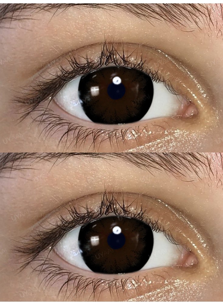 UYAAI Black Big Eyes Yearly Colored Contact Lenses, Unisex Cosmetic Contact Lenses, Natural Fashion Lenses, 42% Water - Image 3